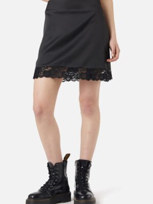 Satin Lace Slip Mini Skirt