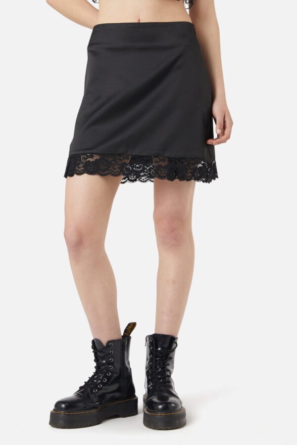 Satin Lace Slip Mini Skirt