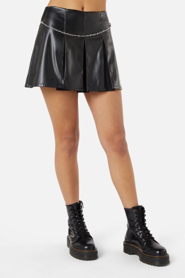 Hurtful Invert Pleat PU Skort