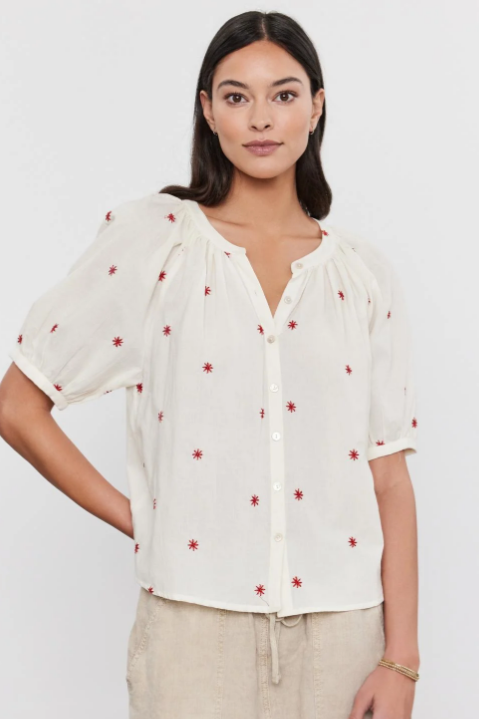 Lightweight embroidered top