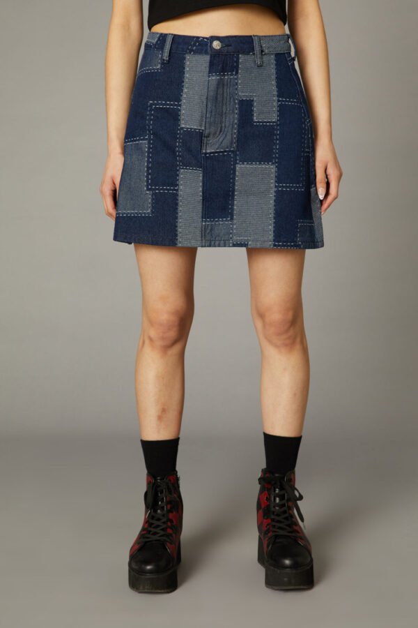 Patchwork Denim Skirt