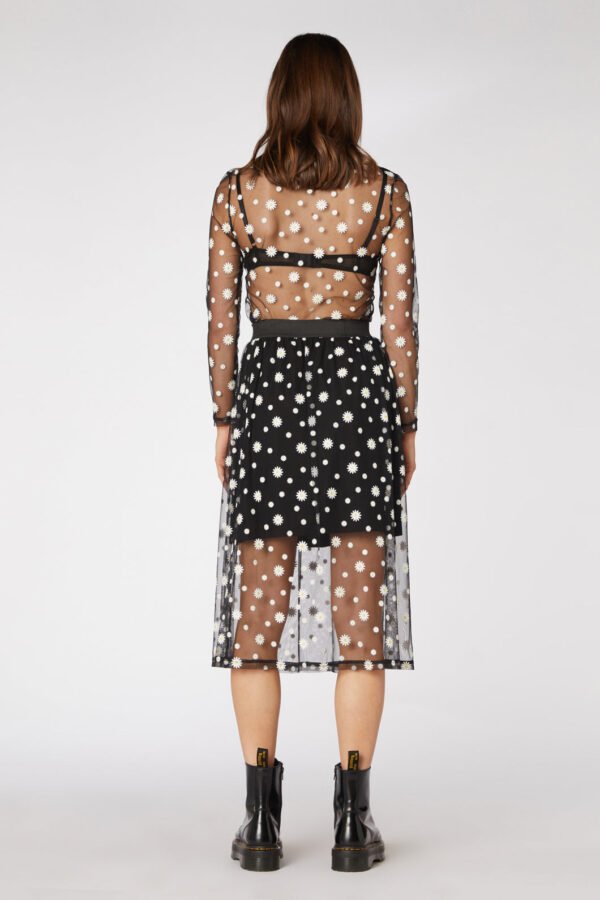 Daisy Mesh Sheer Midi Skirt