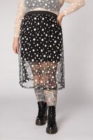 Daisy Mesh Sheer Midi Skirt