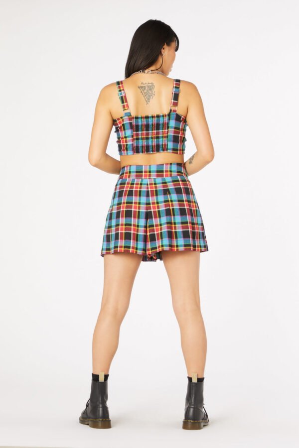 Rainbow Tartan Buckle Skort