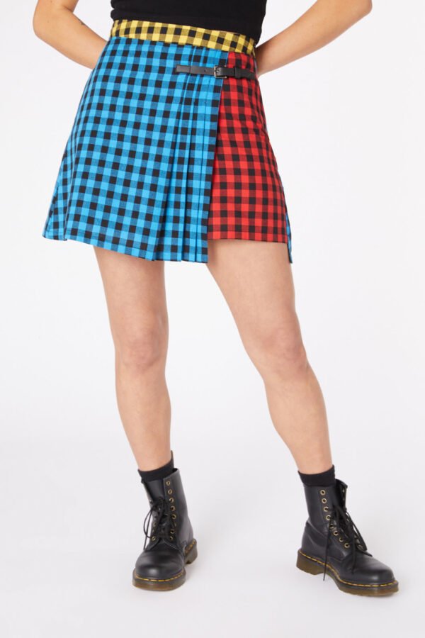 Festive Gingham Cotton Skort