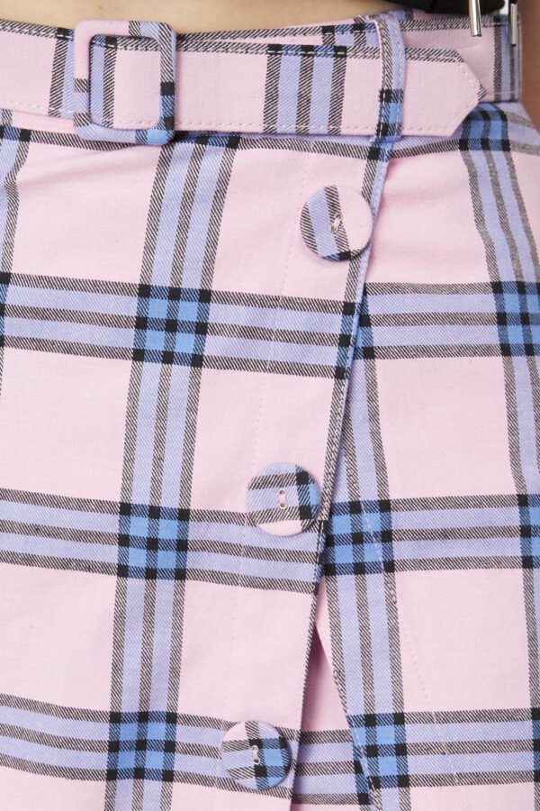 Pastel Tartan Belted Skort