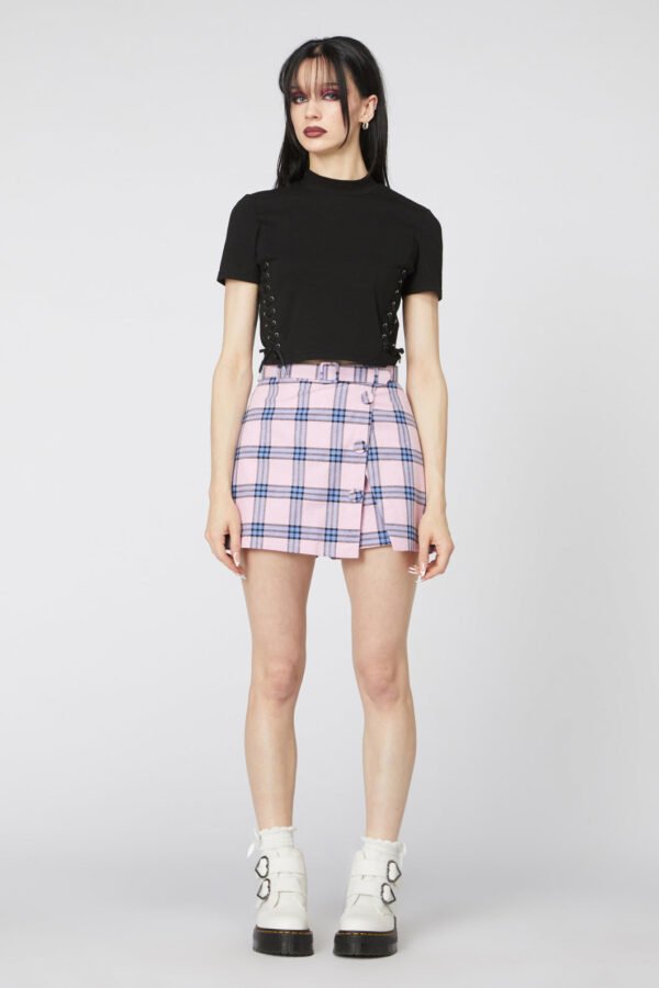 Pastel Tartan Belted Skort