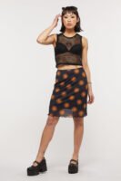 Sun Print Sheer Mesh Skirt